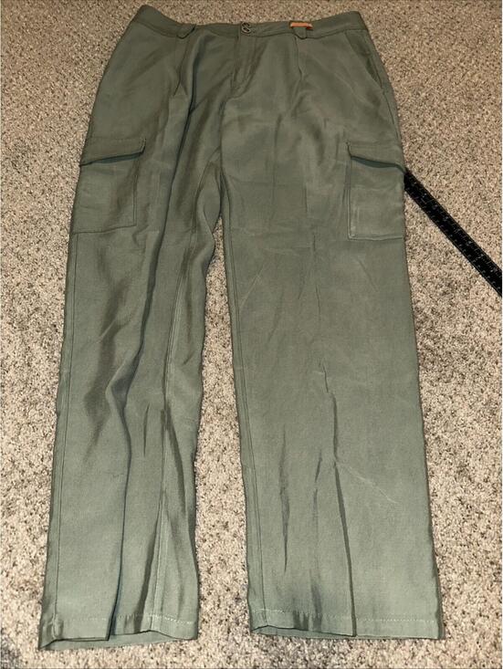 PAIGE Pants - Paige Becca Straight Cargo Pants Size 10 Fatigue Green Lightweight High Waist